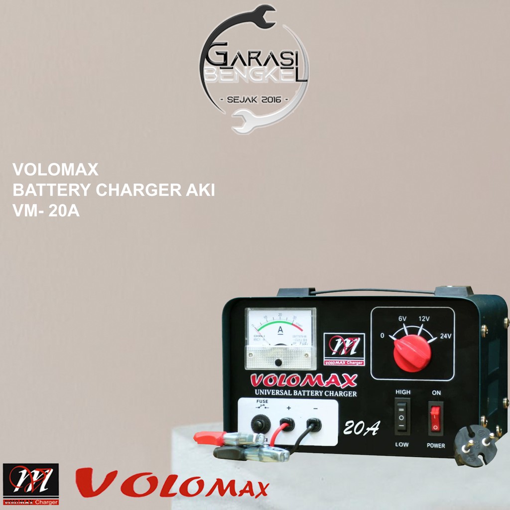Volomax Battery Charger Aki 20A -Battery Charger Accu-Casan Aki Basan