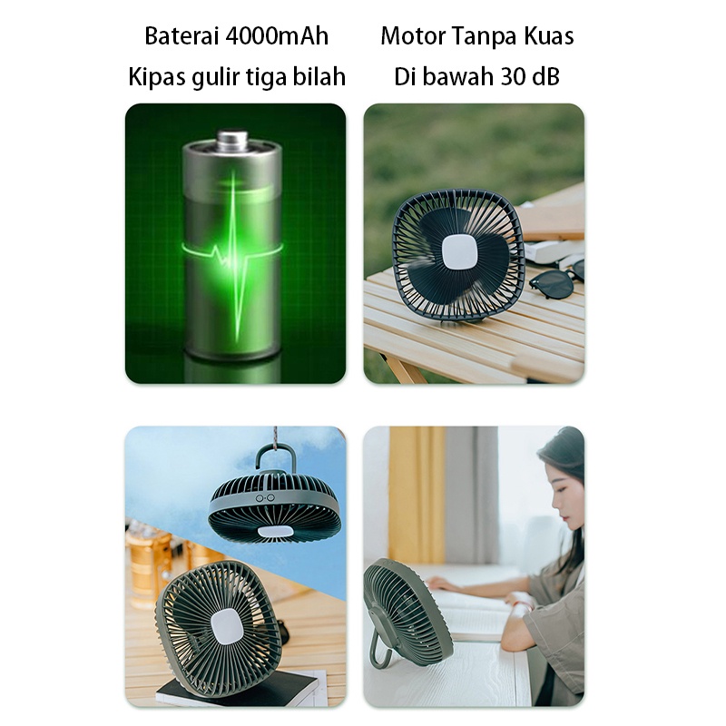 Kipas Angin Gantung Portable Dengan Lampu Led Untuk Camping / Lampu Kipas Berkemah / Hiking / Mobil Outdoor Camping USB Charging Small Ceiling Fan Dormitory Mosquito Net Ceiling Fan With Lamp Wall Desktop Fan