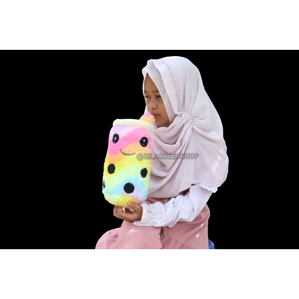 Boneka boba S pelangi milk tea brown sugar 27cm berkualitas SNI