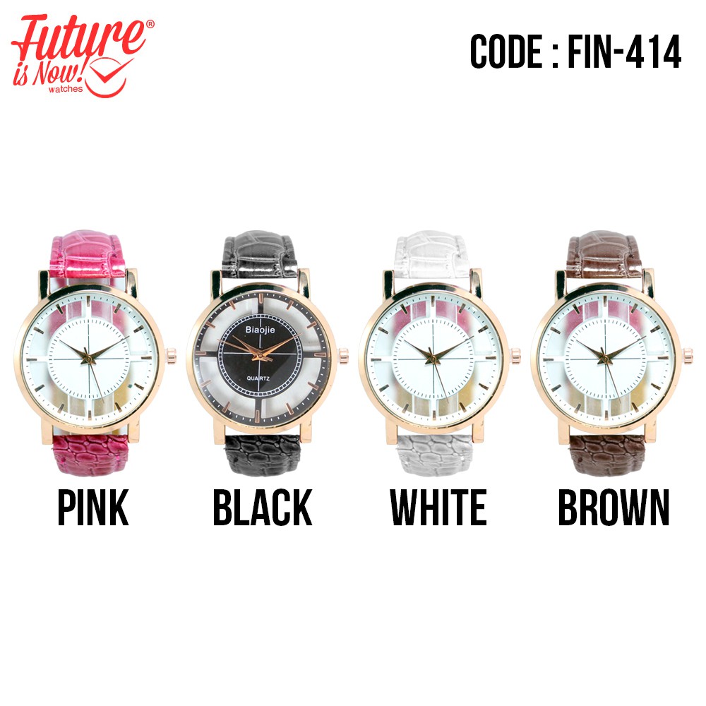 FINX-414 - Jam tangan fashion wanita analog - leather strap - 4 pilihan warna