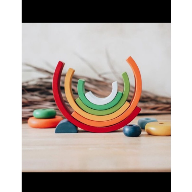 mainan edukasi anak bayi rainbow stack letter in pine