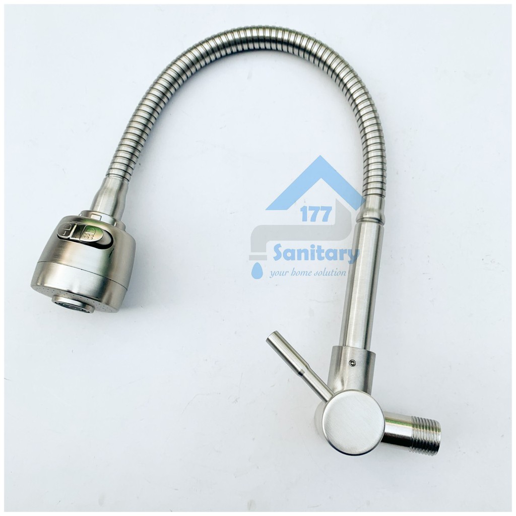 Kran air sink stainless 304 fleksibel TEMBOK angsa stik S3002-Kran air dapur cuci piring flexible fio murah /G23