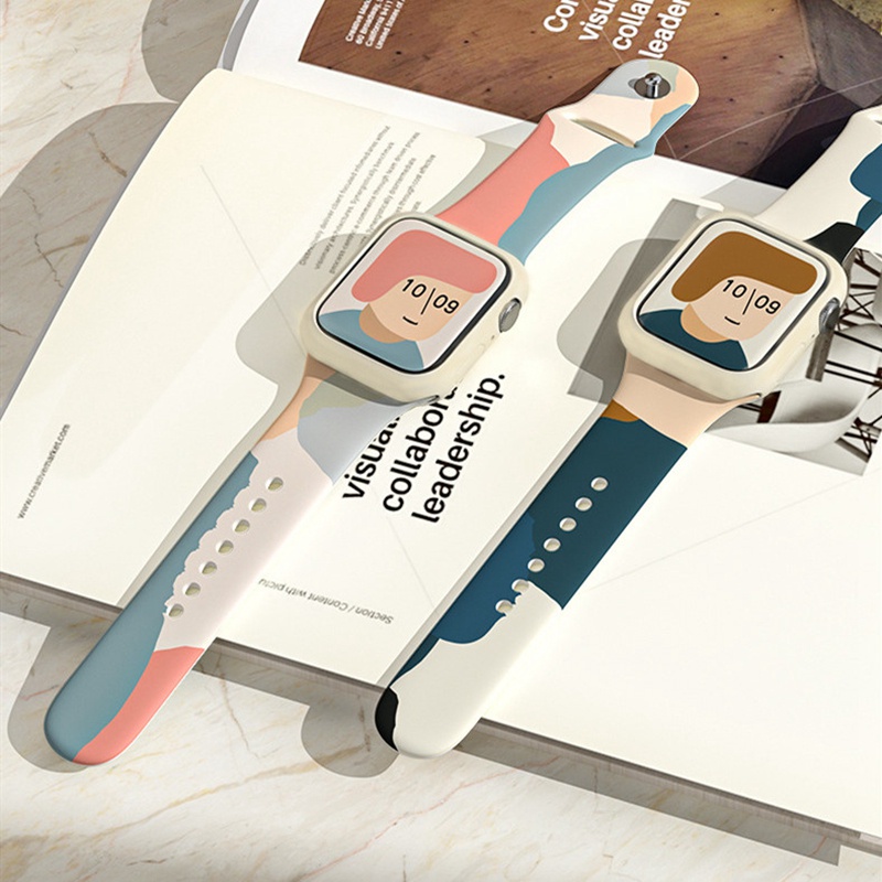 Morandi Apple Watch Silicone Strap 38mm 40mm 42mm 44mm iWatch Series 8 ultra 7 SE 6/5/4/6/2/1 Tali jam