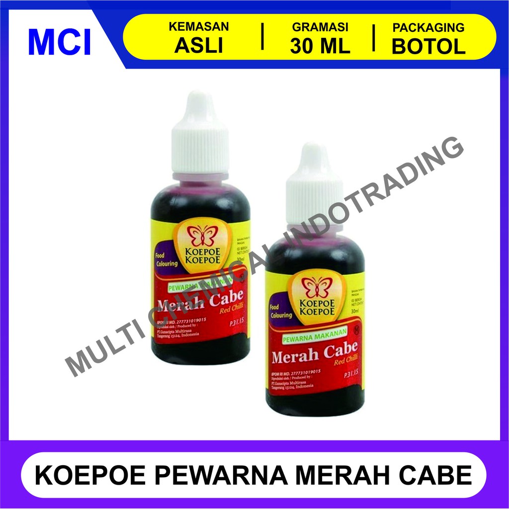 

PEWARNA MAKANAN MINUMAN KOEPOE KOEPOE KUPU KUPU 30 ML - MERAH CABE