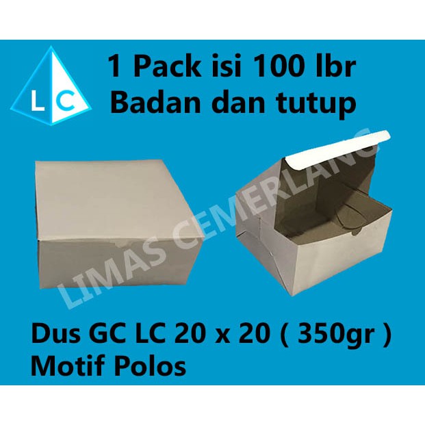 

DUS GS LC 20x20 POLOS 100lbr ( Dus Kue | Dus Snack | Dus Roti ) 350gr