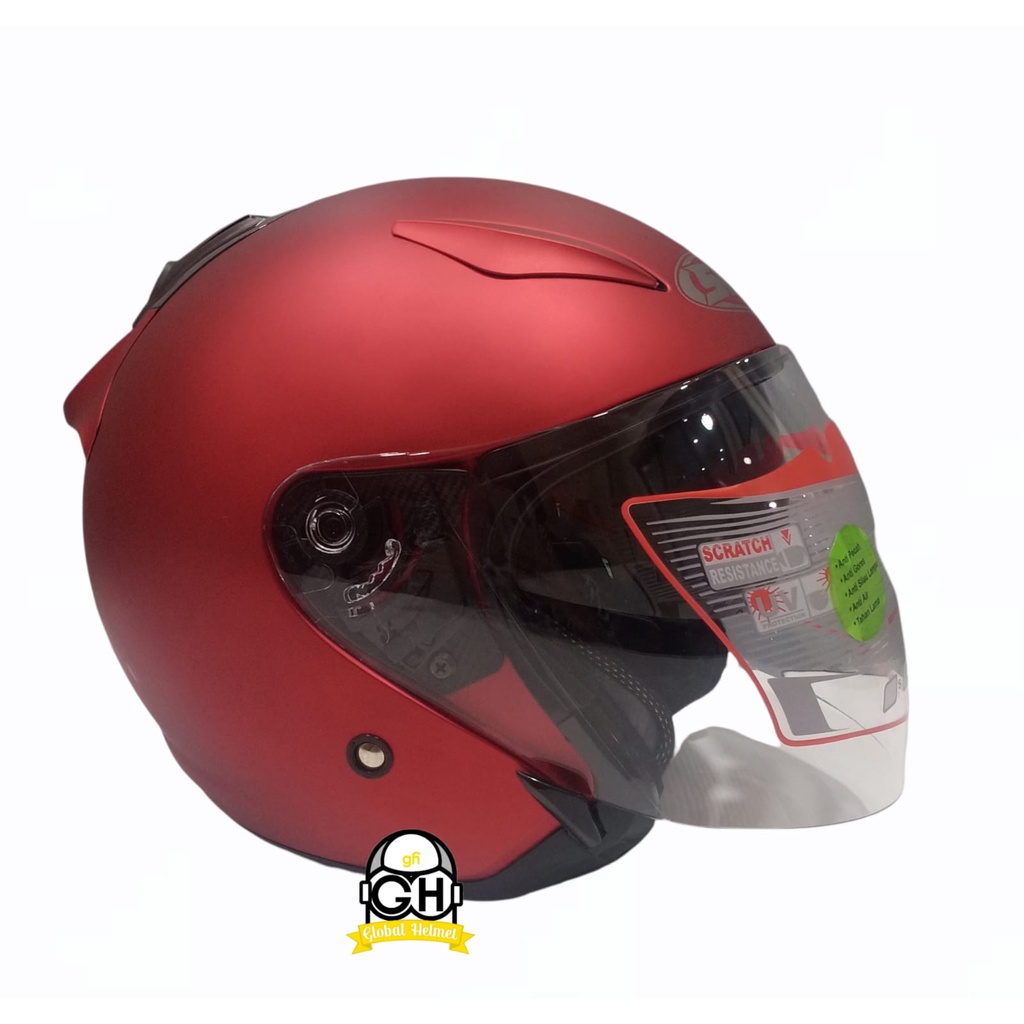 Helm Shell Rover Solid Candy Red Doff Doff Helm Shel Rover Solid Double Visor Original