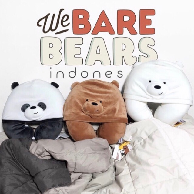 we bare bears bantal leher neck pillow travelling bantal pesawat travel pillow panda grizz ice bear