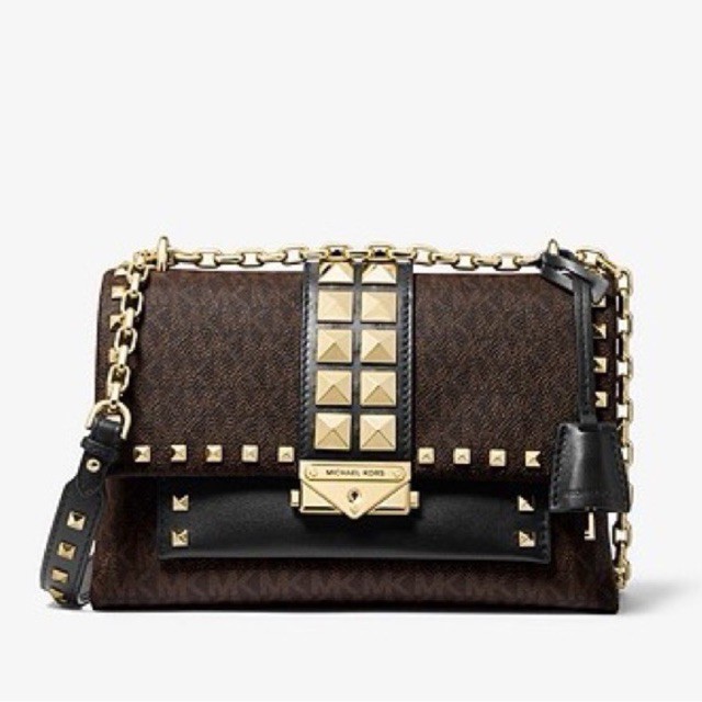 MICHAEL KORS MK Cece Medium Studded Logo and Leather Convertible Shoulder Bag