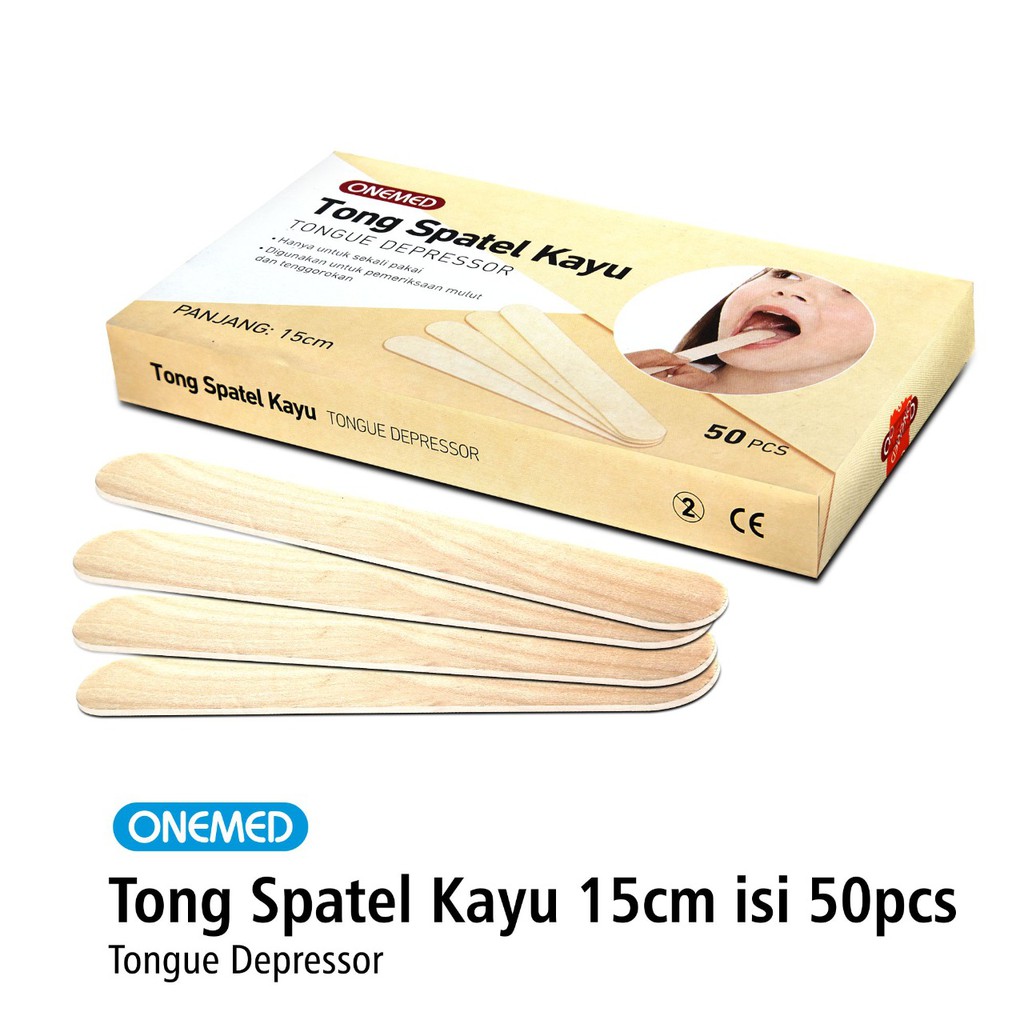 Tong Spatel Kayu Onemed Box isi 50 Pcs