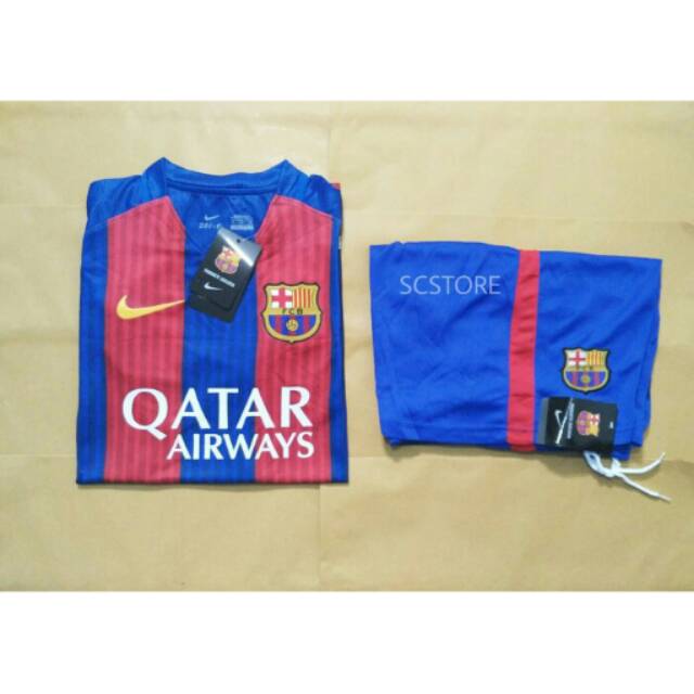 Setelan Barcelona Home (Jersey + Celana) Grade Ori