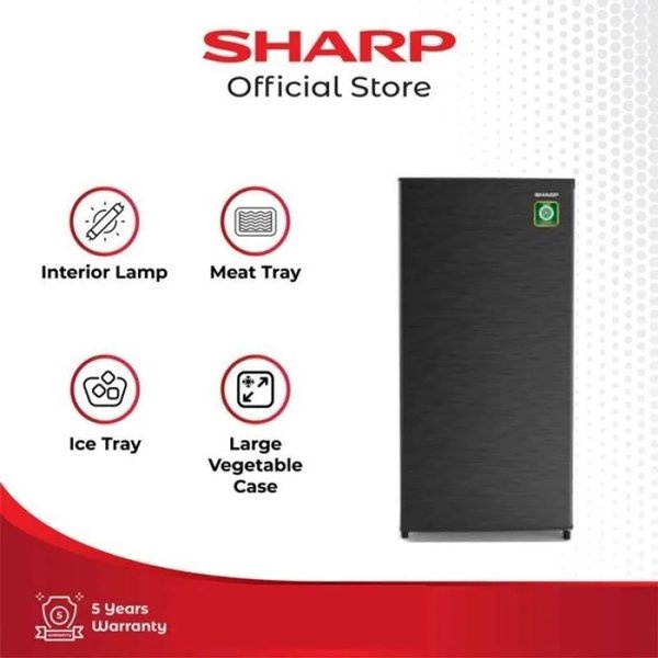 SHARP SJ-N162NHS KULKAS 1 PINTU 133L SJN162 SJN162N Garansi Resmi Silver