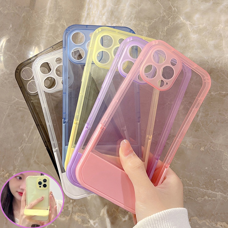 Soft Case TPU 2 In 1 Warna Acak Tahan Debu Dengan Kickstand Untuk Iphone 13 13pro 13promax