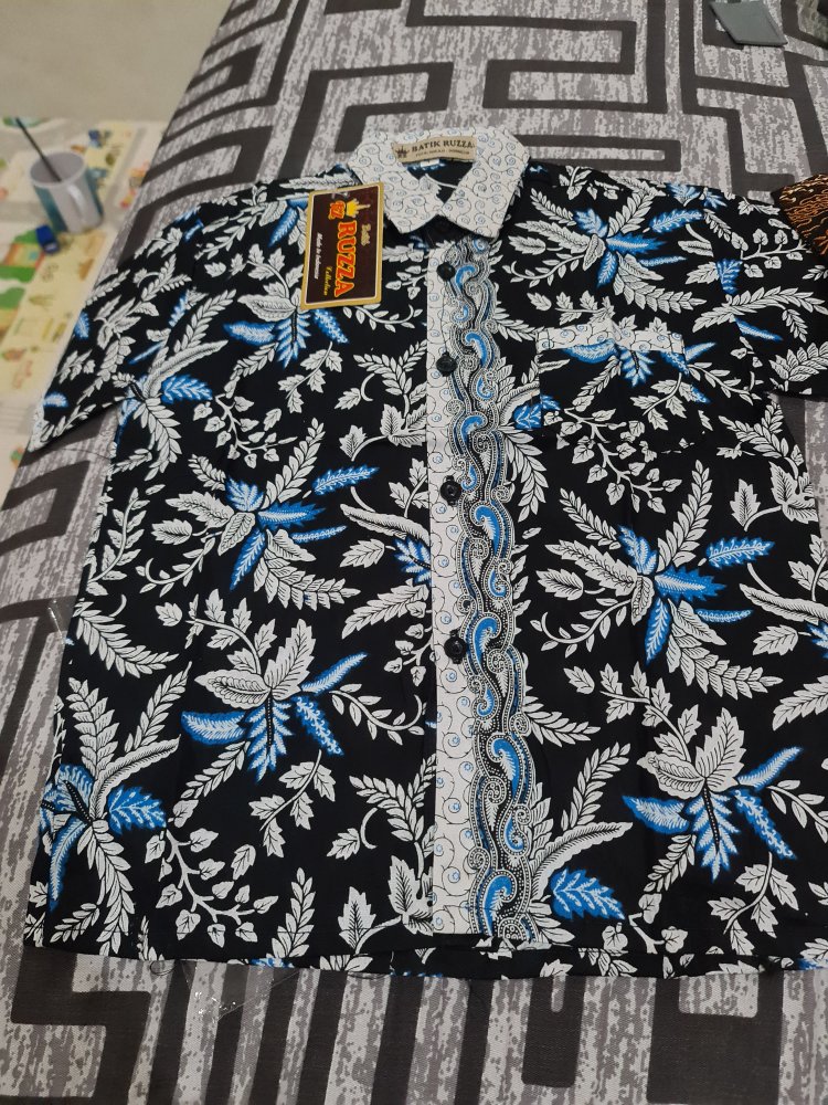 Ruzza Batik Anak Ukuran 0-15 Tahun Kemeja Motif Sekar Jagad Sogan Coklat Baju Laki-laki