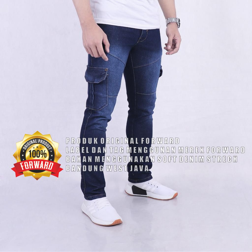 Forward System Celana Cargo Pants Pria Jeans Reguler Loose fit Standard Denim Washed Lanzclothing