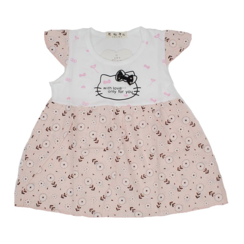 DRESS FASHION BAJU ANAK PEREMPUAN MOTIF CUTE CAT 1-2 TAHUN NEW