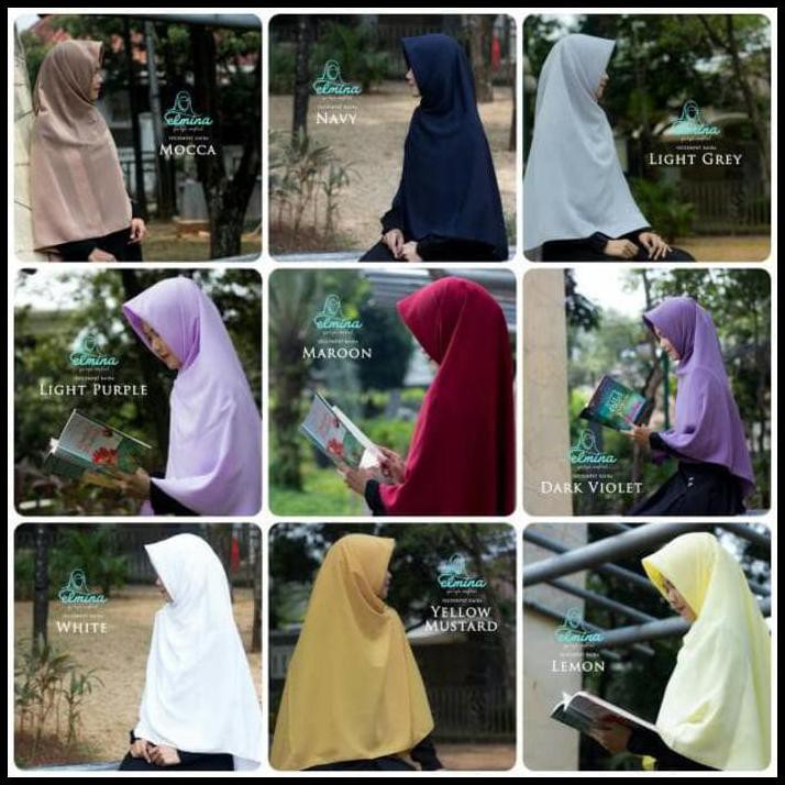 HARGA SPESIAL KHIMAR HIJAB JILBAB SEGI EMPAT KAIRA POLOS 115CM BY ELMINA BIG SALE BULAN INI