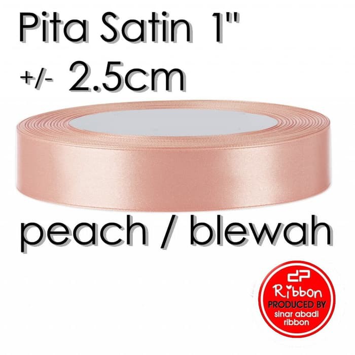 

Pita Satin 1" (Satin Ribbon 1 inch) 2.5cm Kain Polos Grosir Kado 2,5 - Peach Blewah Berkualitas