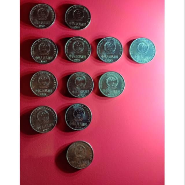 koin lama 1 yuan RRC thn 1992 1993 1995 1997