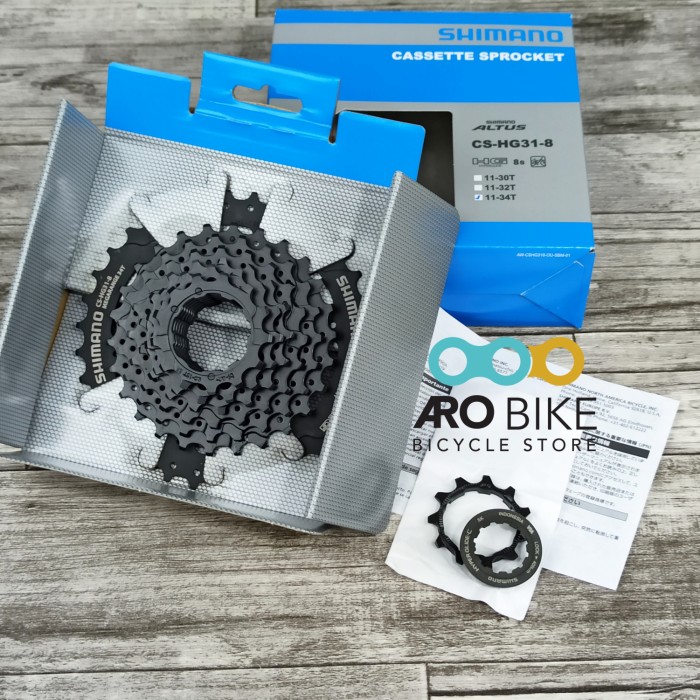 SPROCKET 8 SPEED SHIMANO 11-34T HG31 FREEWHEEL CASSETE HITAM ORIGINAL