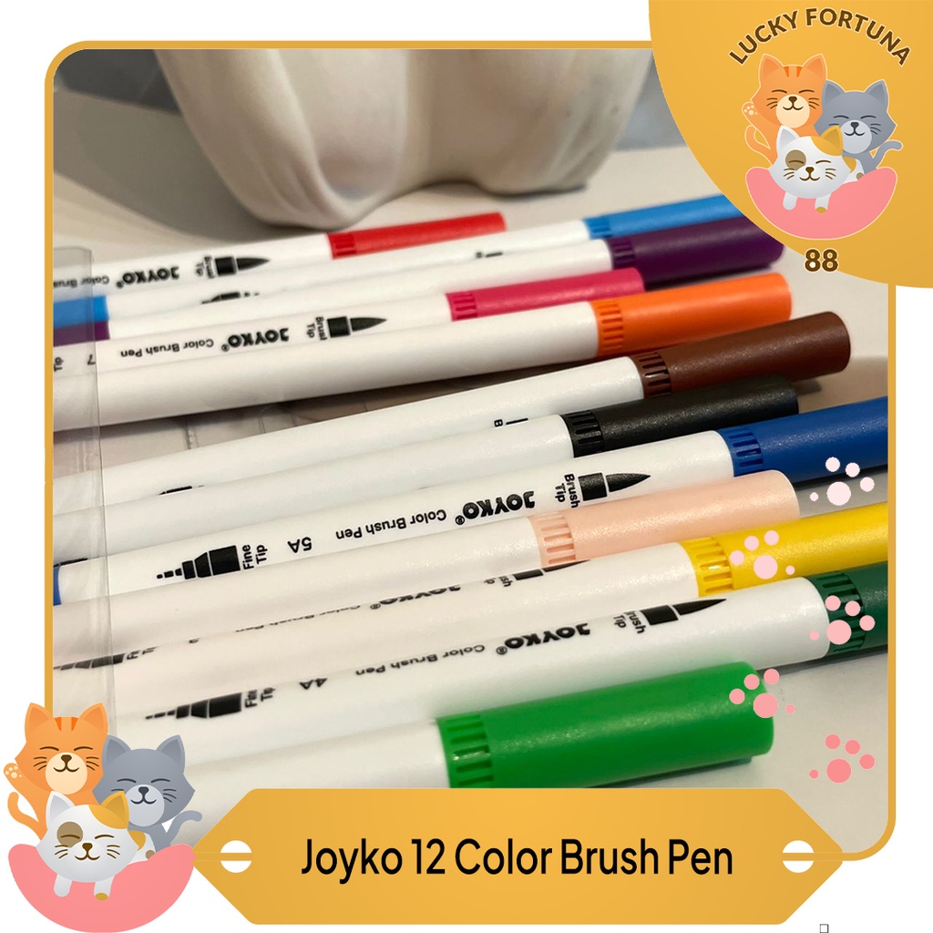 

[Luckyfortuna88] Pulpen Joyko 12 Color Brush Pen CLP-06 Pulpen Joyko 2 sisi Kualitas bagus Pen Joyko 2 sisi Lucu murah alat tulis kantor murah