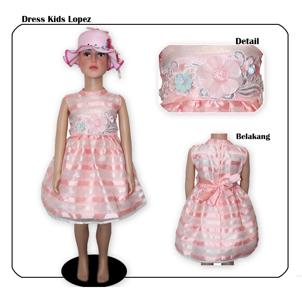Dress Kids Lopez/Dress Bayi 1-3tahun Tanpa Lengan / Baju Anak Bayi Murah / Dress Anak Perempuan Motif Saten Realpict