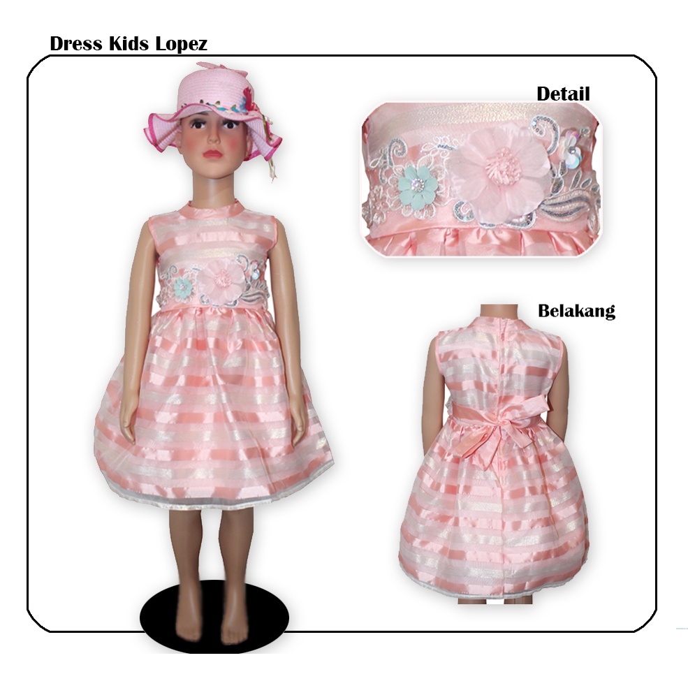 Dress Kids Lopez/Dress Bayi Umur 1-3tahun Tanpa Lengan/Baju Anak Bayi Motif Saten  Murah Real Picture