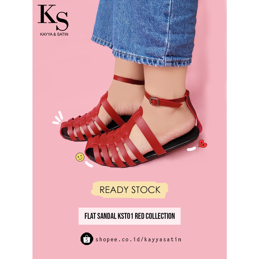 FLAT SANDAL KODE KST01 RED COLLECTION