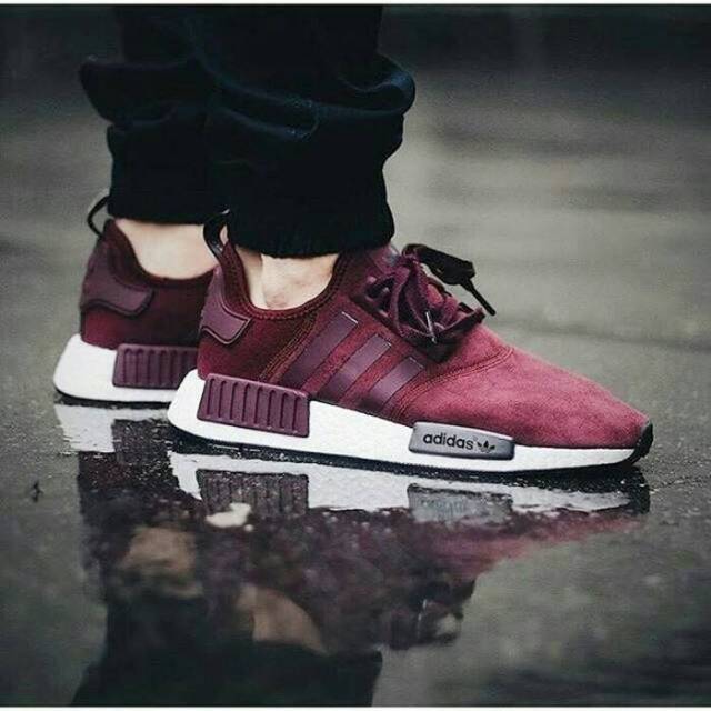 SEPATU ADIDAS NMD MAROON SUEDE PREMIUM ORIGINAL . SNEAKERS WANITA IMPORT. SEPATU ADIDAS MURAH.
