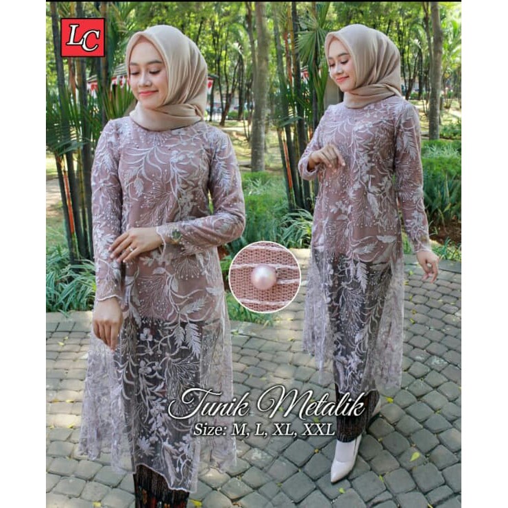 PROMO SET TUNIK METALIK TULLE BORDIR / SET TUNIK TULLE BORDIR NON GLITER