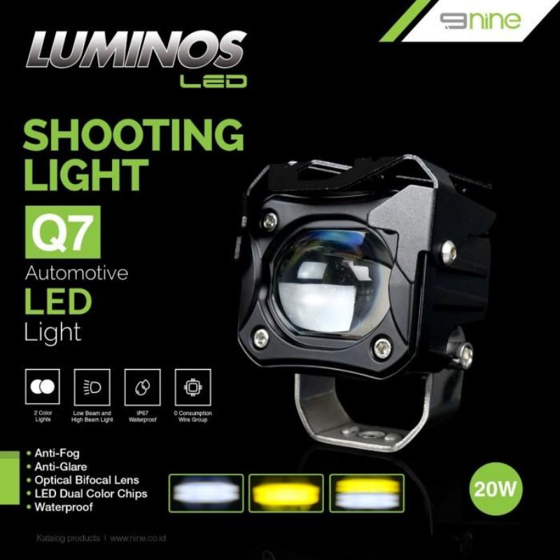 LAMPU LED TAMBAK SOROT LUMINOS Q7 2 WARNA BISA 3 MODE SUPER TERANG ANTI SILAU