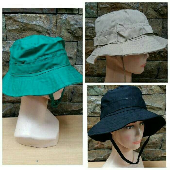 Topi Rimba - Topi Mancing - Topi Outdoor Polos Murah Cream