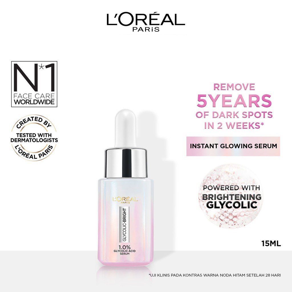 LOREAL Glycolic Bright Instant Glowing Face Serum Day Cream SPF17 | by AILIN