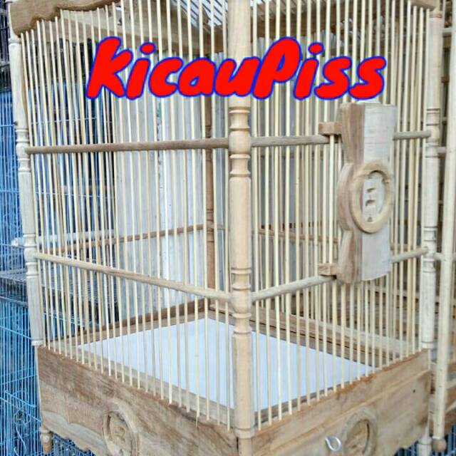 Kandang burung ukir hongkongan mentah kayu jati no 1