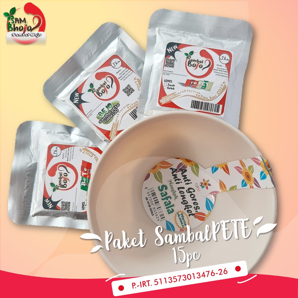 

Paket Sambal Pete, Sambal Terasi Pete, Sambal Bawang Pete, Cabe ijo Pete, PeteLover 15pc