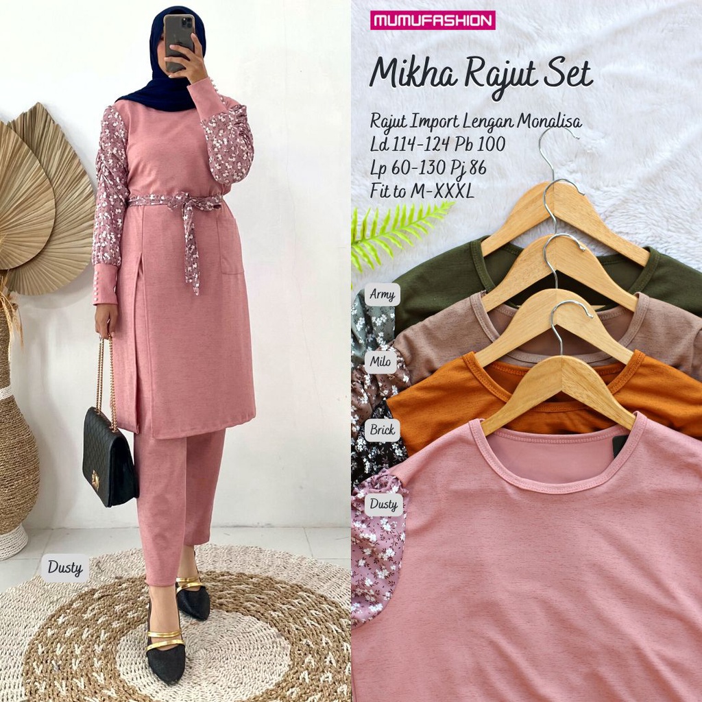 Setelan Baju Wanita Kekinian MIKHA RAJUT SET by MUMUFASHION