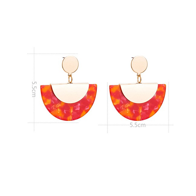 LRC Anting Tusuk Fashion Semicircle Shape Design Simple Earrings