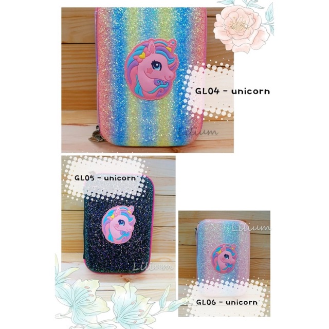 Kotak Pensil Hardcase Glitter Hello Kitty Unicorn model smiggle - GL