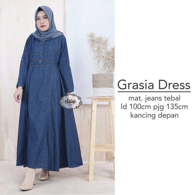 NEW GRASIA DRESS ELSIRE ID / MAXY GAMIS MUSLIM / BAJU TERUSAN WANITA / CANTIK MODIS MURAH