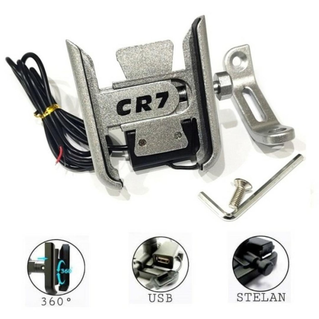 Holder Spion Motor CR7 Phone Stand handphone senderan dudukan hape alat penyangga hp HOLDER HP FULL CNC UNIVERSAL BY CR7 DUDUKAN HP PASANG DI SPION ALL MOTOR FULL CNC