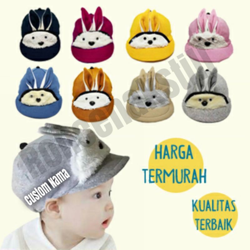 Topi Kelinci Bayi Karakter Free Bordir Custom Nama
