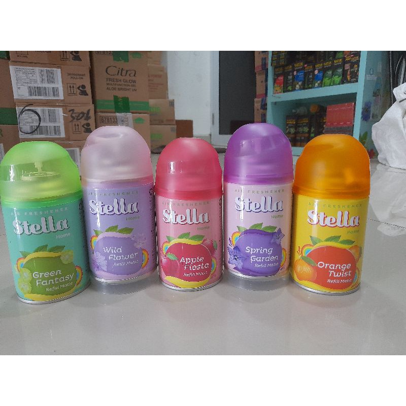 Stella Air Freshener 225ml &  400ml  Orange • Apple • Lemon • Rose • Caffe Latte • Lavender • Flower