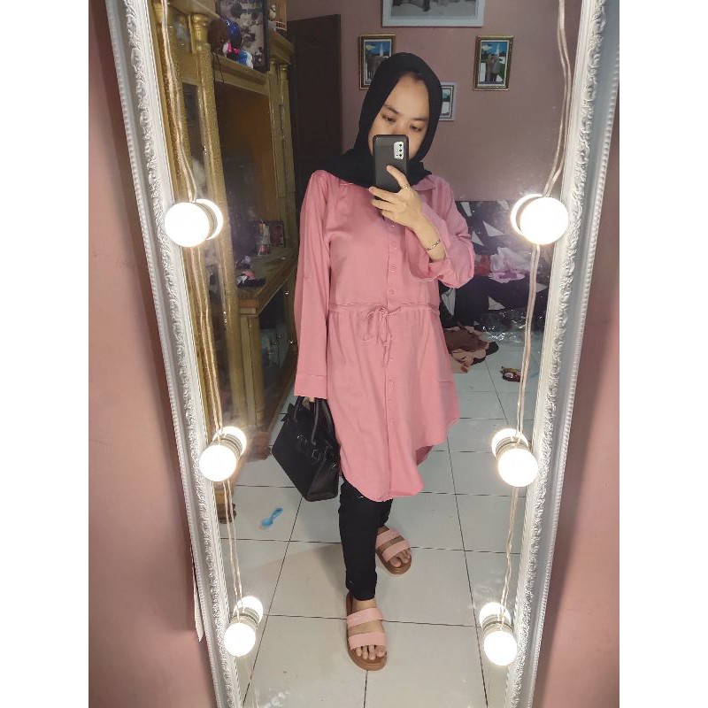 Atasan Kemeja Tunik Wanita (tali pinggang) Allsize