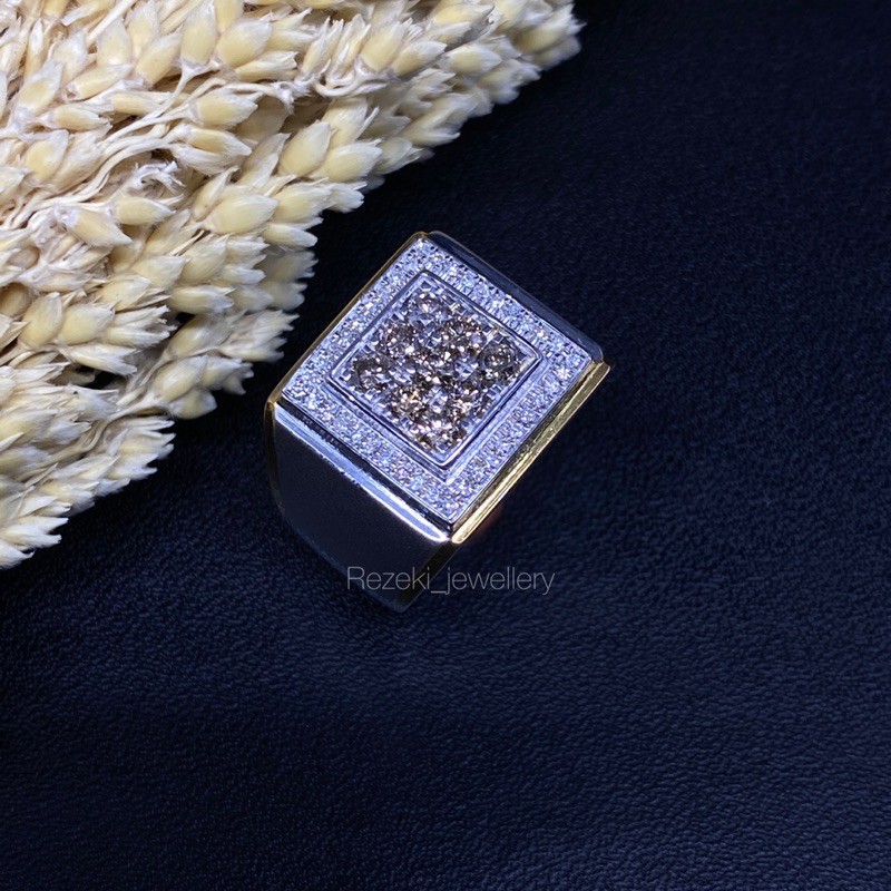 cincin laki laki cincin berlian mata sembilan ring silver