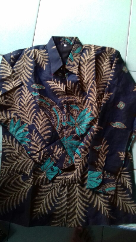 Sejahtera Navy Kemeja Batik Pria Full Furing Bahan Katun Halus Primisima