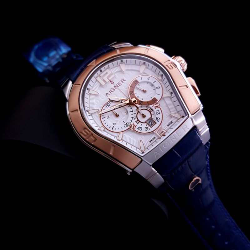 Jam Tangan Wanita Aigner Palermo Premium Tali Kulit Biru - Aigner Palermo Super Premium Graden AAA