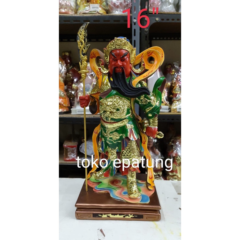 patung dewa kwan kung / kwan kong / kwan te berdiri fiber 16 inch - 03