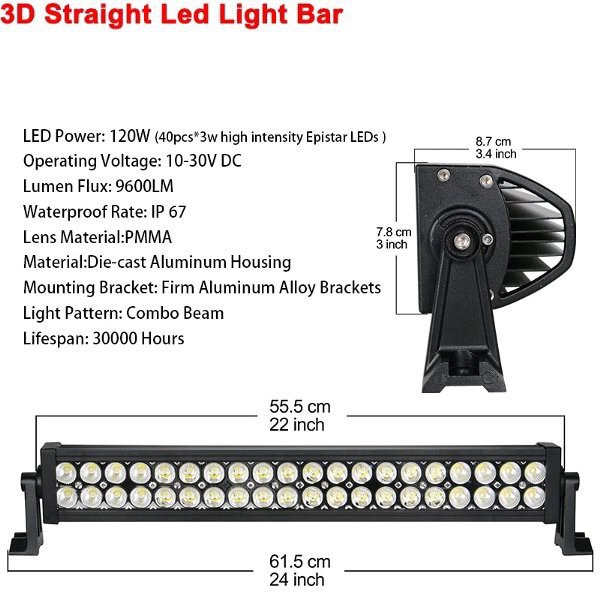 LED Light Bar 120Watt 22 Inch