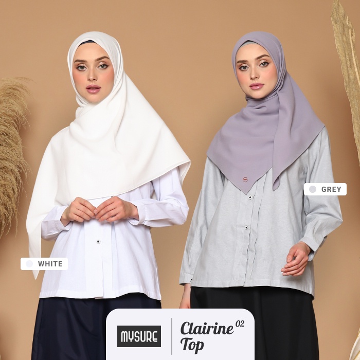 Blouse wanita lengan panjang atasan wanita tunik premium putih polos simple kancing depan mysure Cla