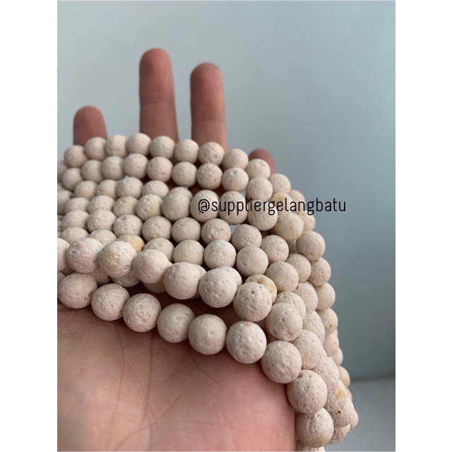renceng white lava stone putih 10mm batu akik merapi larva atsiri akik