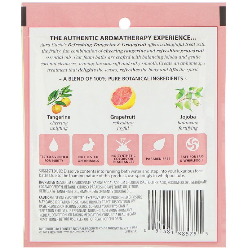 Aura Cacia Tangerine Grapefruit Aromatherapy Foam Bath Refreshing USA